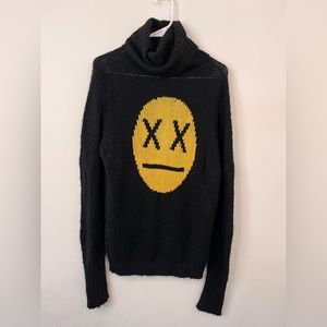 WILDFOX White Label Nevemind Face Meh Black Turtleneck - Rare - Blk - Sz M CUTE